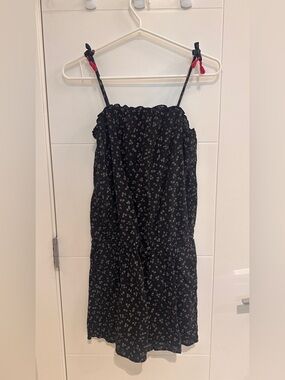 GAP Kids Black Floral Spaghetti Strap Romper